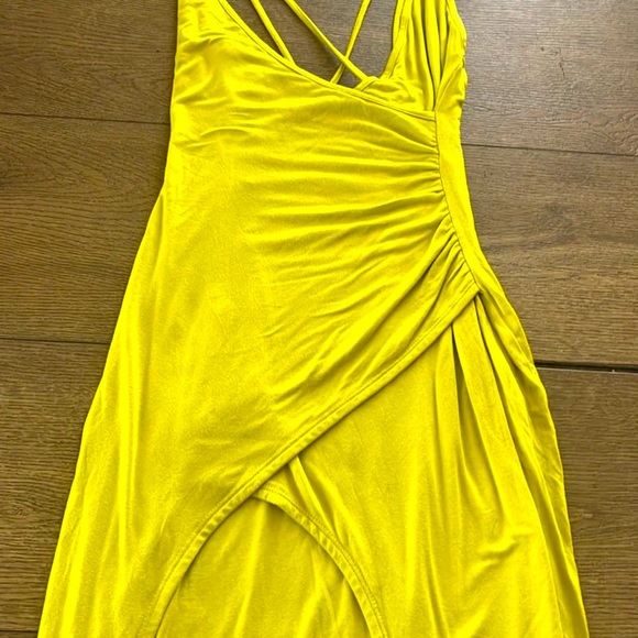 Lulu’s Yellow Long Front Slit Dress - Picture 3 of 6